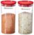 Floraware Plastic Air Tight BPA Free Stackable Round Push Multipurpose Containers For Kitchen Organizer 1400ml for Rice Dal Flour Snacks Cereals Pack of 2 (Red)