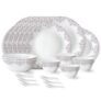 Larah by Borosil Lark Fluted Series Opalware Dinner Set | 33 Pieces for Family of 6 | Microwave & Dishwasher Safe | Bone-Ash Free | Crockery Set for Dining & Gifting | Plates & Bowls | White
