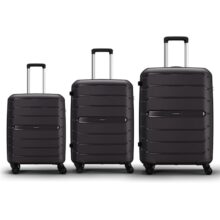 Aristocrat Liberty 8 Wheel Set of 3 Large Size (Check-in), Medium Size (Check-in) & Cabin (Small Size) Hard Case Trolley Bags, Lightweight Polypropylene Luggage, 3-Yr Global Warranty, Saddle Brown
