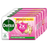 Dettol Skincare Moisturizing Beauty Bathing Soap Bar with Argan Oil (750gm) | Softer Skin, 150gm, Pack of 5