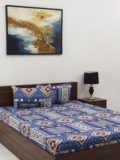 Steve And Anderson Microfiber Double Flat 160 Tc Geometric 1 Bedsheet With 2 Pillow Covers(Beige)