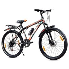 Leader Beast 26T IBC Premium 7 Speed Cycle for Men with Front Suspension & Dual Disc Brakes | Gear Bicycle for Men | Mountain Bike with Inbuilt Carrier & Steel Frame | Ideal for 10+ Yrs – Matt Black