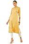Soch Womens Yellow Rayon Kurta with Bandhani Print and Hand Embroidery