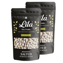 LILA DRY FRUITS Salted Pistachios 200 G x 2 | Premium Roasted Namkeen Pista | Tasty & Healthy | Ideal for Snacking, Munching | High in Protein & Dietary Fiber | Pista In Shell Perfect for GIfting