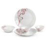 CELLO Red Swirl Imperial Series Opalware Dinner Set of 10 Pieces for Family of 4 | Bone-Ash Free & Leadfree Opal Glass, Microwave & Dishwasher Safe Plates & Bowls Crockery Set for Dining & Gifting