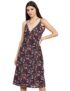 Miss Olive Women’s Navy Blue Floral Wrap Knee-Long Dress(MOSS19D12-79-178,Multi-Navy Blue,L)