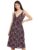 Miss Olive Women’s Navy Blue Floral Wrap Knee-Long Dress(MOSS19D12-79-178,Multi-Navy Blue,L)