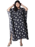 FabAlley Curve Women’s Viscose Kaftan Midi Dress (CDR00446_Blue_3XL)
