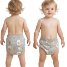Bembika Baby Training Pant Soft Cotton Reusable Potty Training Pants For Kids Leak-Resistant, Padded Underwear For Babies To Support Diaper Free Transition (L Size For 18-24 Months Bunny Bear Theme)