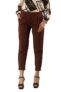 Denolix Women’s Pure Cotton Made Elastic Waist Double Side Pocket Ankle Length Casual TrouserBrown |L