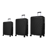 Verage V-Lite Firestone Combo Set of 3 (Cabin + Medium + Large Check-in) Bold Black Hardsided Trolley Bags for Travel, Suitcases with Spinner Wheels, Anti-Theft Luggage (20/24/28 Inche)
