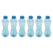 PEARLPET Twist BPA-Free Plastic Water Bottle Set |Lightweight, Leak-Proof & Freezer Safe – Pack of 6 (1000ml Each), Blue