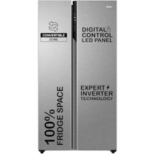 Haier 596 L, 3 Star, 100% Convertible Fridge Space, Expert Inverter, Frost Free Side by Side Refrigerator, (HES-690SS-P, Shiny Silver)