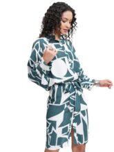 Vishudh Women 3/4 Sleeve Mandarin Neck Dress Vpa1000199 Blue Xl