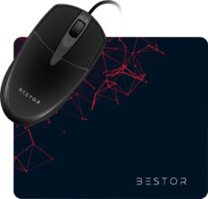 Bestor 2 in 1 Combo Wired Ambidextrous Optical Mouse(USB 2.0, Black)