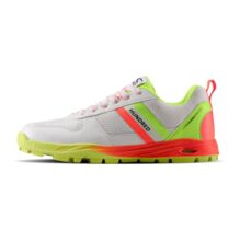 Hundred PitchStrike Cricket Shoes|Multi-Surface Grip with TerraSpike Outsole|Energy Layer Midsole|Lightweight, Breathable | Ideal for Turf, Ground & Hard Surfaces (White/Orange/Lime Green;UK 8)