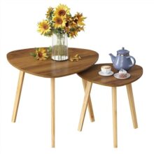 Intrahaus Modern Wooden Nesting Side Table Set Of 2 For Living Room | Space Saving Sofa Side Table | Bedside End Table | Multipurpose Accent Tables For Home Bedroom Office (Review, Nesting)