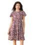 Amazon Brand – Symbol Women’s Rayon Fit and Flare One Piece Knee Length Tiered Dress (DR-13 Cont_Plum_M)