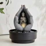 Home Centre Alpine Modern Polyresin Buddha in Palm Water Fountain – 22x27cm