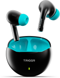 TRIGGR Rizz with 40H Playback, Spherical Design, 13mm Drivers, Rich Bass, Fast Charging Bluetooth(Sky Black, In the Ear)