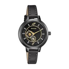 Sonata Unveil Black Dial Women Analog Watch with Leather Strap-NR8141NL03