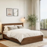 ABOUT SPACE Bed – (80 x 62 inches) Queen Size Bed Without Storage | Engineered Wooden Bed Frame with Airflow & MDF Support Board for Mattress | 1-Year Warranty Cot for Bedroom – Columbia Walnut