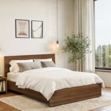 ABOUT SPACE Bed – (80 x 62 inches) Queen Size Bed Without Storage | Engineered Wooden Bed Frame with Airflow & MDF Support Board for Mattress | 1-Year Warranty Cot for Bedroom – Columbia Walnut