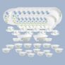 La Opala Diva Classique Collection Opal Glass Crockery | For Family Of 8 | Dinner Set 53 Pcs Blue Daisy | Plates, Bowls & Cups For Dining | Microwave Safe | 100% Vegetarian | Extra Strong | White