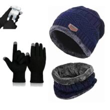 Perpetual Men’S Winter Wear Set – Bike Riding Gloves, Stylish Woolen Caps, Touchscreen Gloves, Neck Warmers, Beanie Cap For Cold Weather Mix Color 1 Set