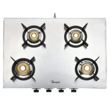Golden Surya SPLENDOR FORGED 4B 4 Burner Gas Stove | Heavy Duty Forged Brass Burners | Manual Ignition | Stainless Steel Body | ISI Certified | 18 Months Warranty