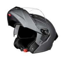 Studds Trooper Isi And Dot Certified Matt Finish Flip-Up Full Face Helmet For Men And Women With Inner Sun Visor (Matt Gun Grey M)