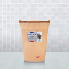 Nayasa Rope 54 Liters Plastic Laundry Basket For Clothes With Lid | Laundry Bag For Clothes | Laundry Basket Plastic | Clothes Basket | Multipurpose Basket For Storage | Light Brown