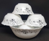 Diva From La Opala Laopala Diva Mystrio Black Desert Set (White),5 Pcs, Opal Glass,Floral Serving Bowl Veg Bowl