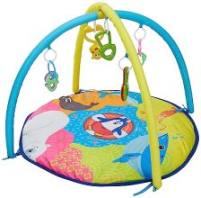 Amazon Brand – Supples Baby Play Gym Mat, Activity Play Gym For Baby With Hanging Toys, Baby Bedding For Newborn For 2+ Months (Pack Of 1,Animal Print,Multicolor)