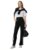 Marks & Spencer Jersey Side Stripe Wide Leg Trousers Black