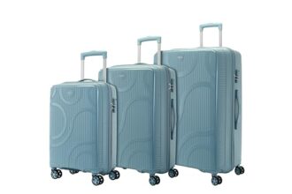 Kamiliant by American Tourister Selva|Trolley Bag Set of 3 (56+69+80 cms) for Travel| Hard Case Polypropylene (PP) Suitcase|360° 8-Wheel Spinner Luggage Trolley|Combination Lock|Stone Blue