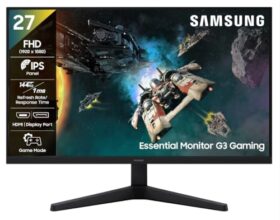 Samsung 27 Inch G3 Gaming Monitor | FHD (1920 x 1080) | IPS Panel | 144 Hz Refresh Rate | 1ms Response time | Game Mode|FreeSync | Ports-HDMI/DP/Headphone | Tilt Adjustable | LS27HG310EWXXL | Black