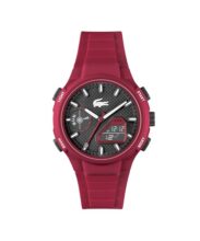 Lacoste Men Analogue Lc33 Qtz Basic Black Round Dial Watch|Red Silicone Material|Red Color Band – 2011368