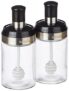 Amazon Brand – Solimo Borosilicate Glass Sauce Jar with Dipper, Set of 2 (250 ml Each) | Black