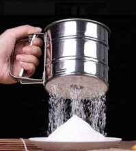 Stainless Steel Flour Sifter With Hand Press Handle, Fine Mesh Atta Maida Chalni For Baking, Cake, Powdered Sugar & Cocoa Sifting, Manual Kitchen Strainer