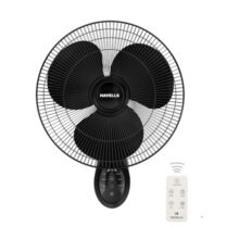 Havells Gatik Pro BLDC 400mm Wall Mount Fan | RPM: 1350 | Double string for Speed & Oscillation control | Thermal Overloaded Protected Motor | 100% Copper Wire Winding Motor | 2 Year Warranty (Black)