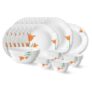 Larah by Borosil Firefly Fluted Series Opalware Dinner Set of 6 Full Plate 6 Quarter Plates 6 Veg Bowls 6 Soup Bowl 2 Serving Bowl and 1 Oval Rice Plate | Bone-Ash Free Crockery Set (White, 27 Pieces)