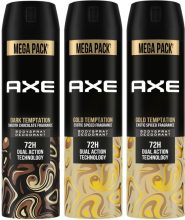 AXE Gold and Dark Temptation Deodorant Spray  –  For Men(645 ml, Pack of 3)