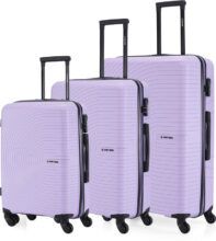 Stony Brook By Nasher Miles Crescent Hard-Sided Polypropylene Set Of 3 Pastel Purple Trolley Bag(55,65&75Cm) Cabin & Check-In Set 4 Wheels – 28 Inch