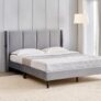 Home Centre | Helios Bravo Aden Upholstered King Size Bed Without Storage | Engineered Wood | Grey | 1 Year Warranty
