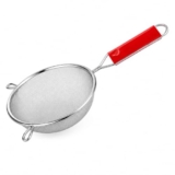 Add2Cart Multipurpose Stainless Steel Strainer For Vegetables, Fruits, Soup & Juice – Kitchen Tool With Red Handle (Silver) – Best For Tea & Rice Use (12Cm)