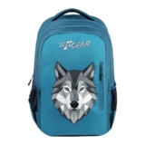 F Gear Tobari Aqua Blue 38L School Backpack|Wolf Print Design|4 Compartments & 1 front pocket & Anti-Theft Pocket|Soft Touch|Ergonomic, lightweight, Durable Bag for School, College, Work & Travel