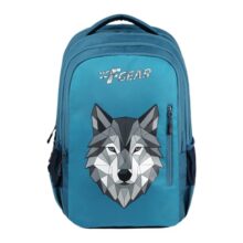 F Gear Tobari Aqua Blue 38L School Backpack|Wolf Print Design|4 Compartments & 1 front pocket & Anti-Theft Pocket|Soft Touch|Ergonomic, lightweight, Durable Bag for School, College, Work & Travel