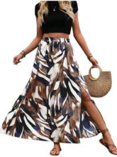 Louis Luxe Womens Skirt || Printed Skirt For Women || Skirts (Skirt-01-Brown-M)