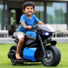 Toyzone Charlie Mini Electric Bike (Blue) | 6V Rechargeable Bike With 4.5Ah Battery | Led Lights, Music | Smooth Acceleration | 6M Battery Warranty | Age 1.5-4 Years, Upto 30 Kg